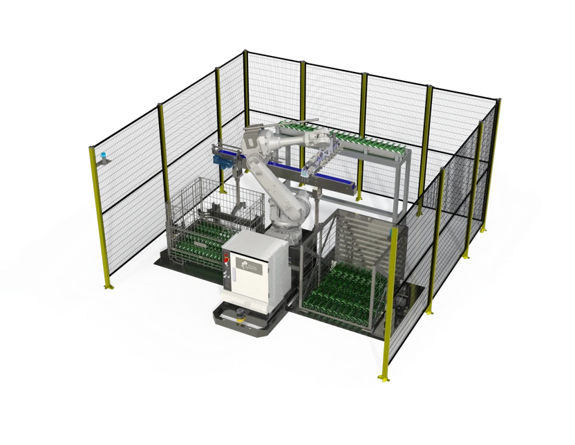 Rendu 3D d’une cellule compacte de déboxage et transfert